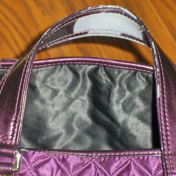 Marc Jacobs Tote Bag Quilted Purple Flawed Handles - Picture 11 of 15